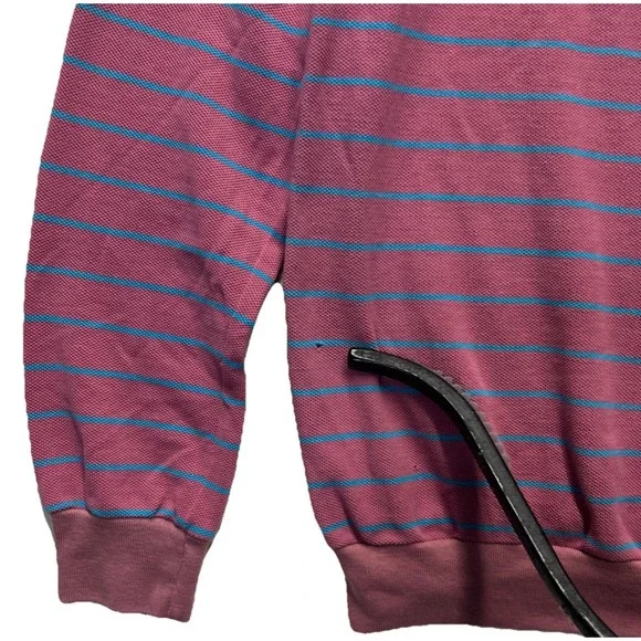 Vintage Hang Ten Foot Print Knit Crew Neck Sweater Striped Pink Powder Blue - Picture 6 of 8